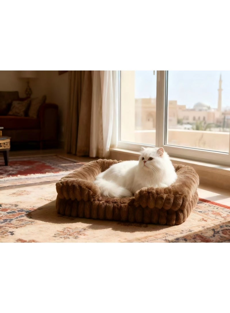 Pet Bed - Orthopedic Dog Beds for Small Dogs - Washable Small Dog Cat Bed with Premium Soft Corduroy Fleece, Comfort Pet Couch Sofa with Washable Removable Cover, Pets Bed with Nonskid Bottom, Brown, 60cm - Image 2